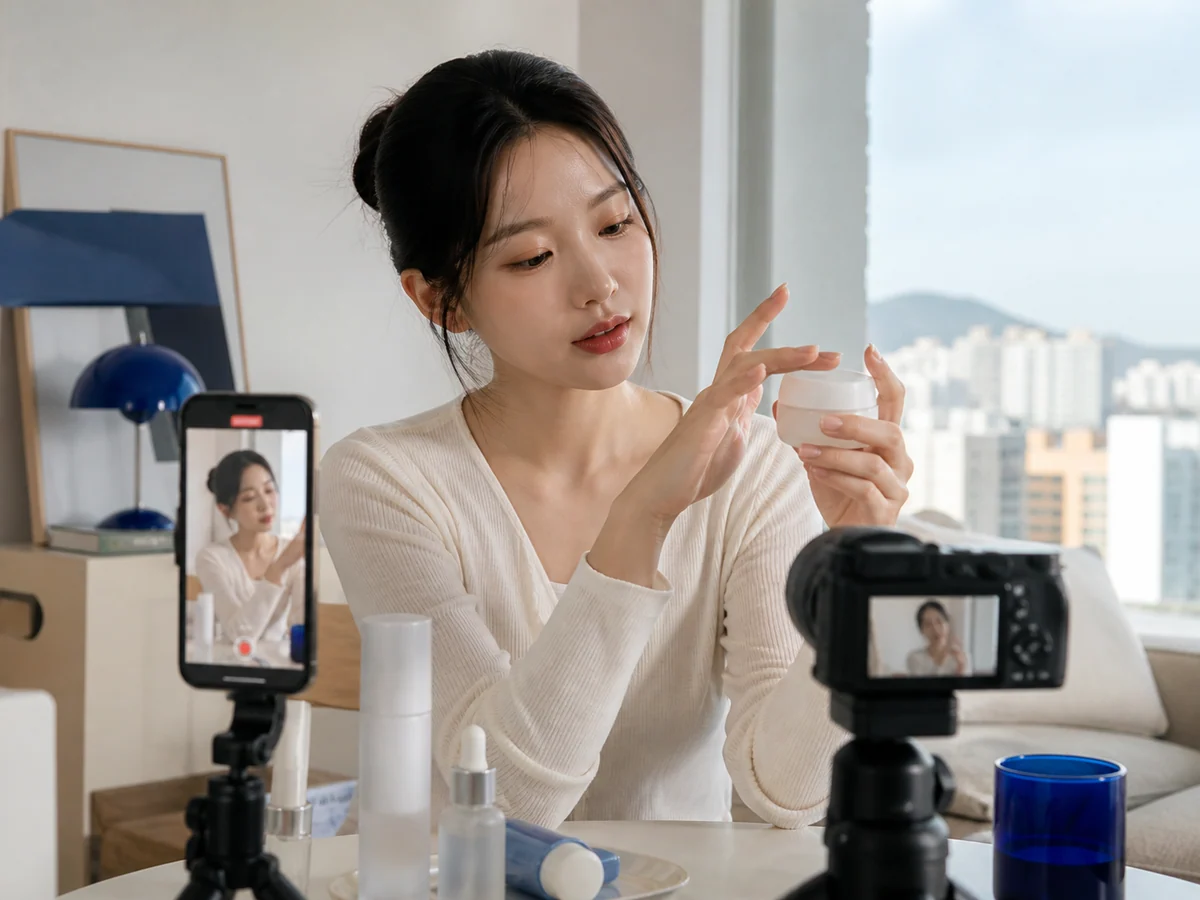 제품 사용 장면을 바탕으로 크리에이터 선별 기준을 설명하는 예시 이미지